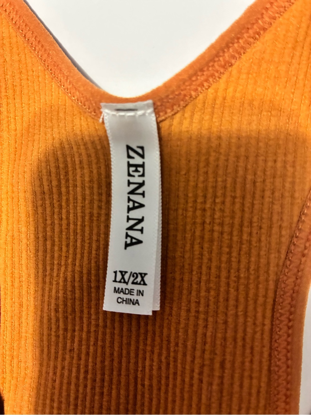 Zenana Ribbed Racerback Crop Tank Rust 1X/2X - Picture 2 of 3